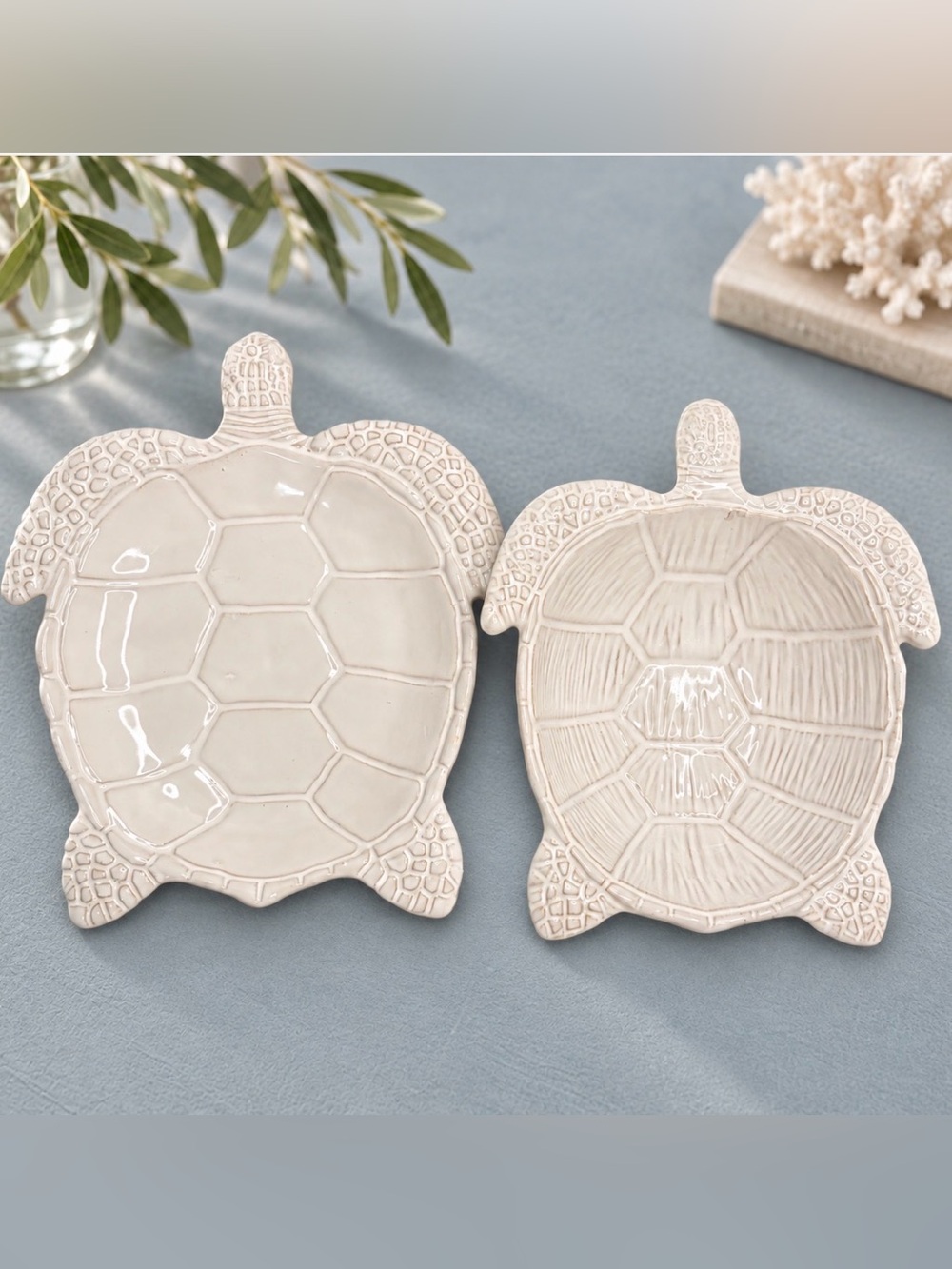 White Turtle Ceramic Accent Dishes - Home Accents